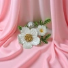 White flower, green leaf and pearl brooch, an elegant lady's accessory, exquisite gift box set Specification image